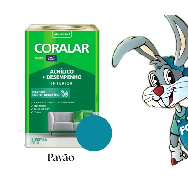 Tinta Coral Coralar 18L - Acrílico + Desempenho - PAVÃO