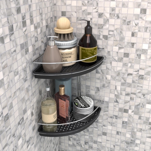Porta Shampoo Cantoneira Duplo em Arame - STOLF 27cm x 20cm x 29,5 cm