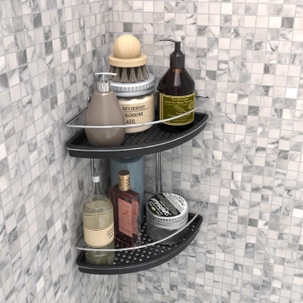 Porta Shampoo Cantoneira Duplo em Arame - STOLF 27cm x 20cm x 29,5 cm