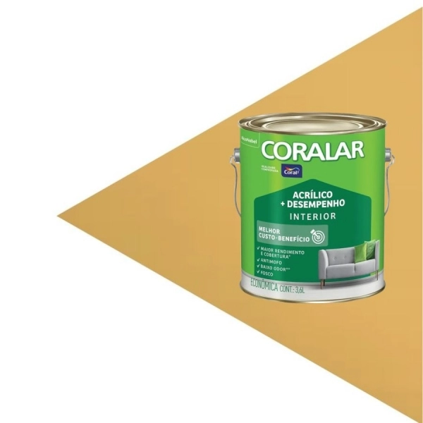 Tinta Acrílica Coral Coralar 3,6L – Economia com Qualidade - AMARELO CANÁRIO