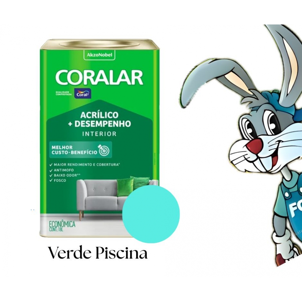 Tinta Coral Coralar 18L - Acrílico + Desempenho - VERDE PISCINA