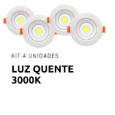 Kit 4 Spots Led Embutir Redondo 5w - 3000k - cód 31371 - LUZ QUENTE