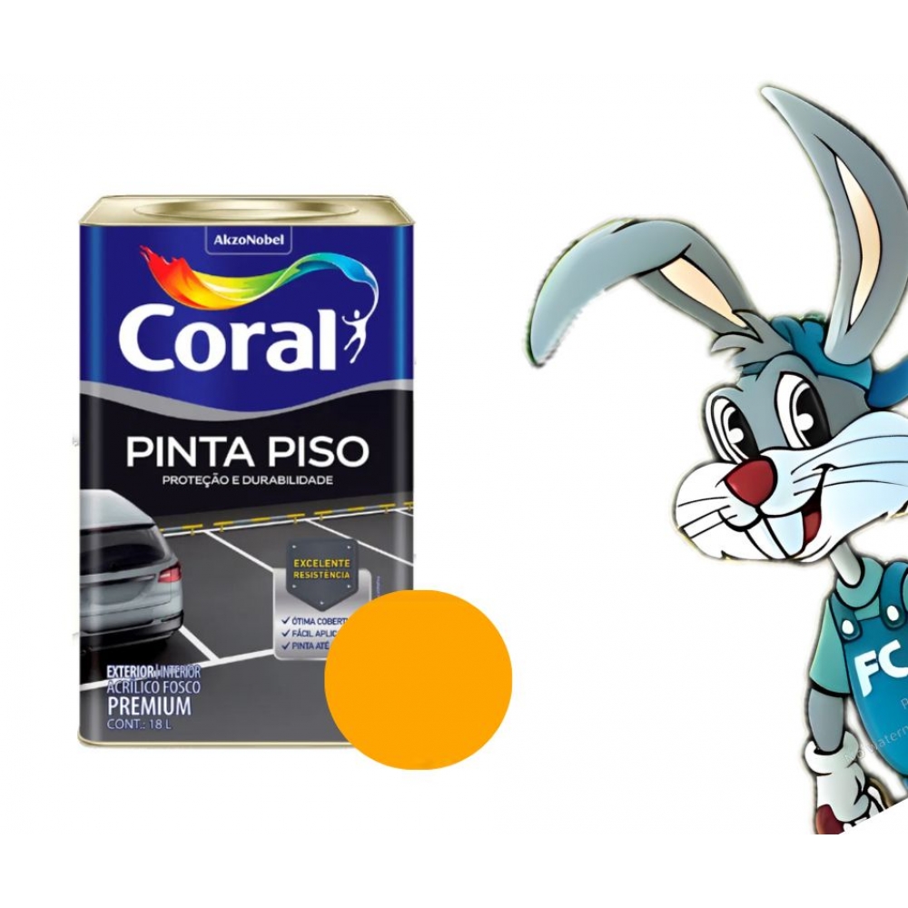 Tinta Fosca Pinta Piso Premium Internas e Externas 18L Coral - AMARELO DEMARCAÇÃO