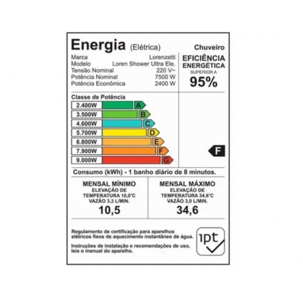 Resistência Multi Loren Shower Ultra 7500w - 3065M - cod 24335 - LORENZETTI