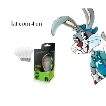 Kit com 4 Lâmpadas de 12w Bulbo - cód 31002