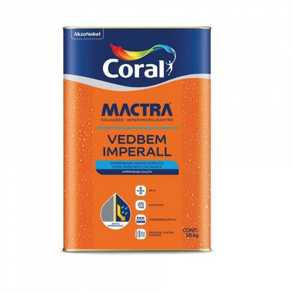 Tinta Impermeabilizante Imperall Premium MACTRA branco fosco 18l