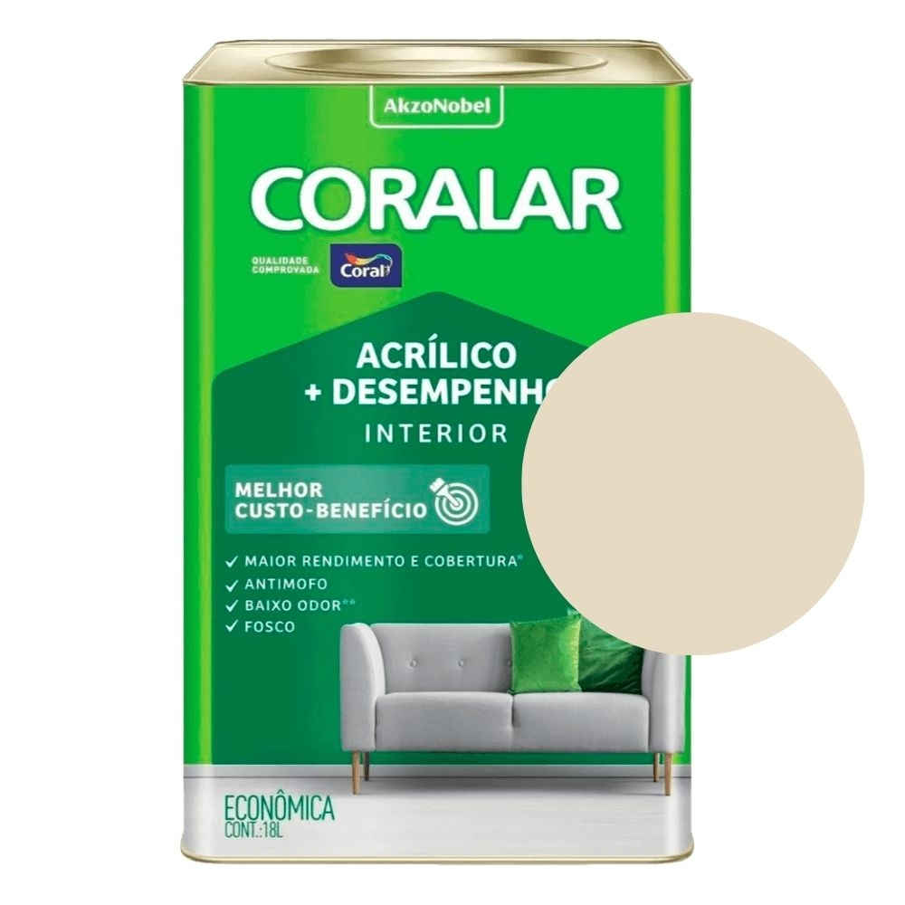 Tinta Coral Coralar 18L - Acrílico + Desempenho - PALHA