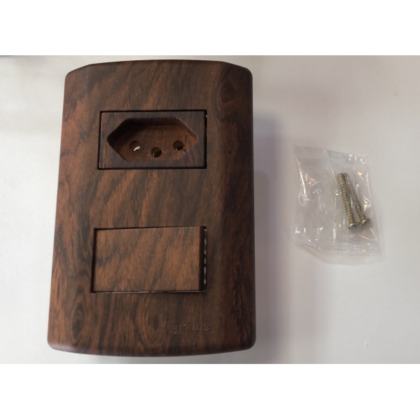 1 Interruptor Tecla Simples 10A 250V + Tomada 2P + T 10A 250V - IMBUIA