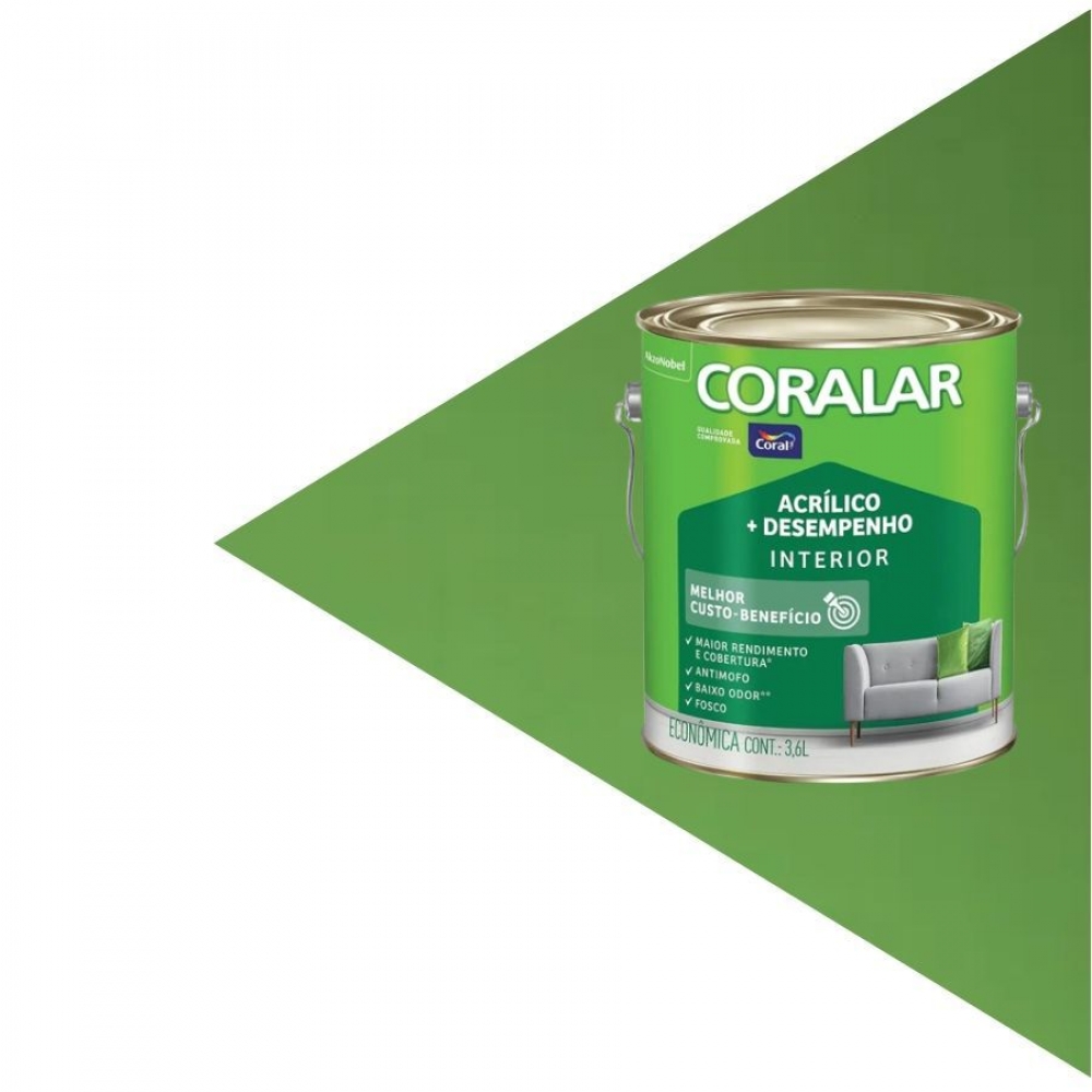 Tinta Acrílica Coral Coralar 3,6L – Economia com Qualidade - VERDE TIMBALADA