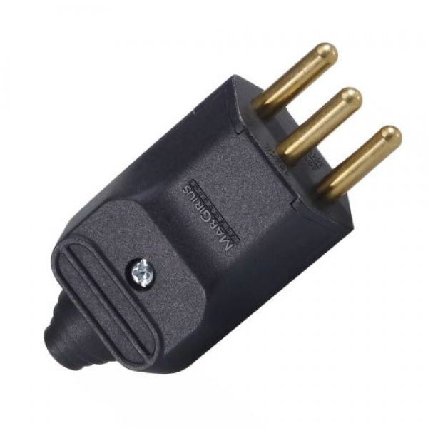Plug Macho 2p + T 20A  250V - Prensa Cabo - Cód 13515 - MARGIRIUS