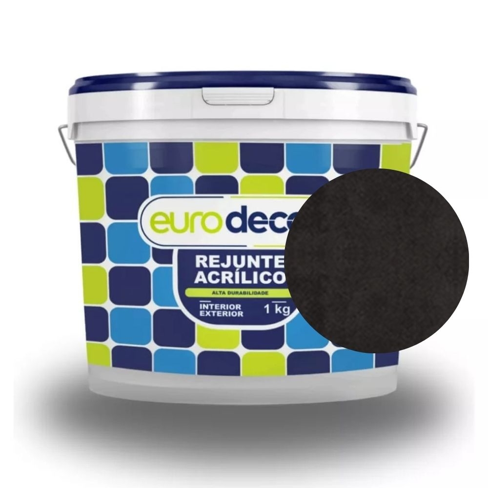 Rejunte Acrílico Interior e Exterior Alta Durabilidae 1kg - Eurodecor - Cinza Grafite