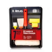 KIt de Pintura 7 Peças Atlas  Rolo Suporte Bandeja e Trincha