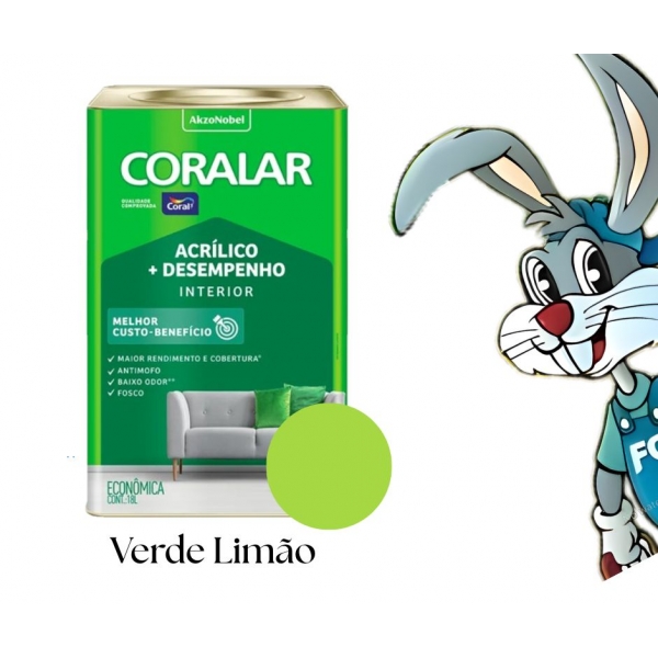 Tinta Coral Coralar 18L - Acrílico + Desempenho - VERDE LIMÃO