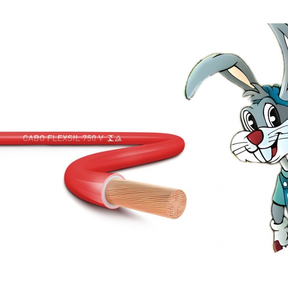 Cabo Elétrico Flexível Sil 10,0mm (Por Metro) - VERMELHO-24586