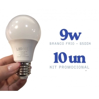 Kit 10 Lâmpadas LED Bulbo 9w - 6500k