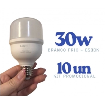 Kit 10 Lâmpadas LED Bulbo T70 30w - 6500k
