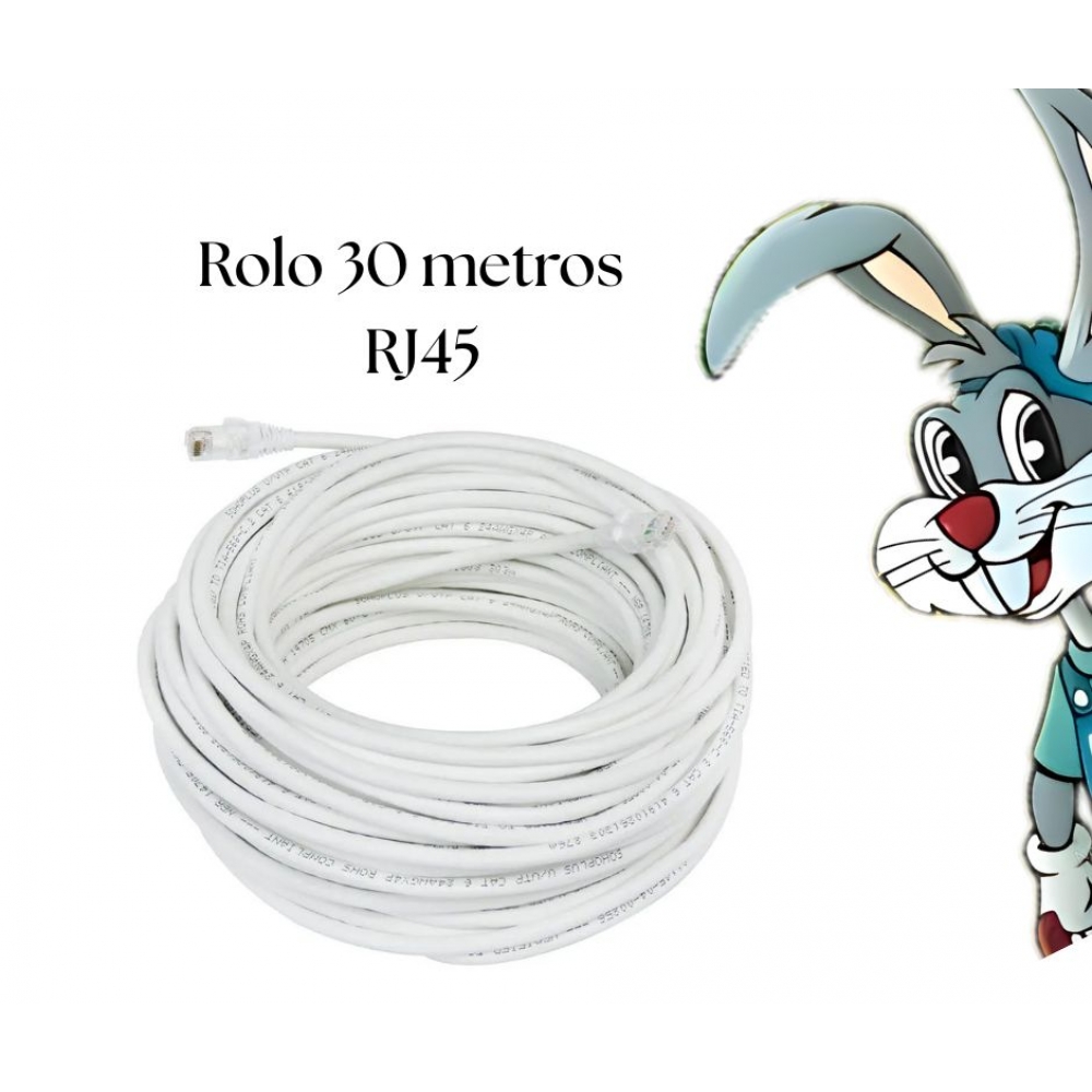 Cabo De Rede Internet - Branco 30Metros (ROLO FECHADO CLIPADO) - 30 METROS