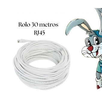 Cabo De Rede Internet - Branco 30Metros (ROLO FECHADO CLIPADO)