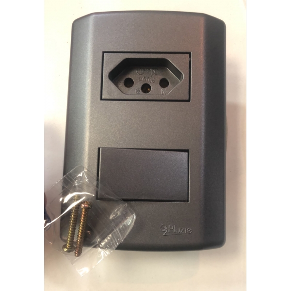 1 Interruptor 1 Tecla Simples - 10A 250V + Tomada 2P +T 20A  250V - GRAFITE