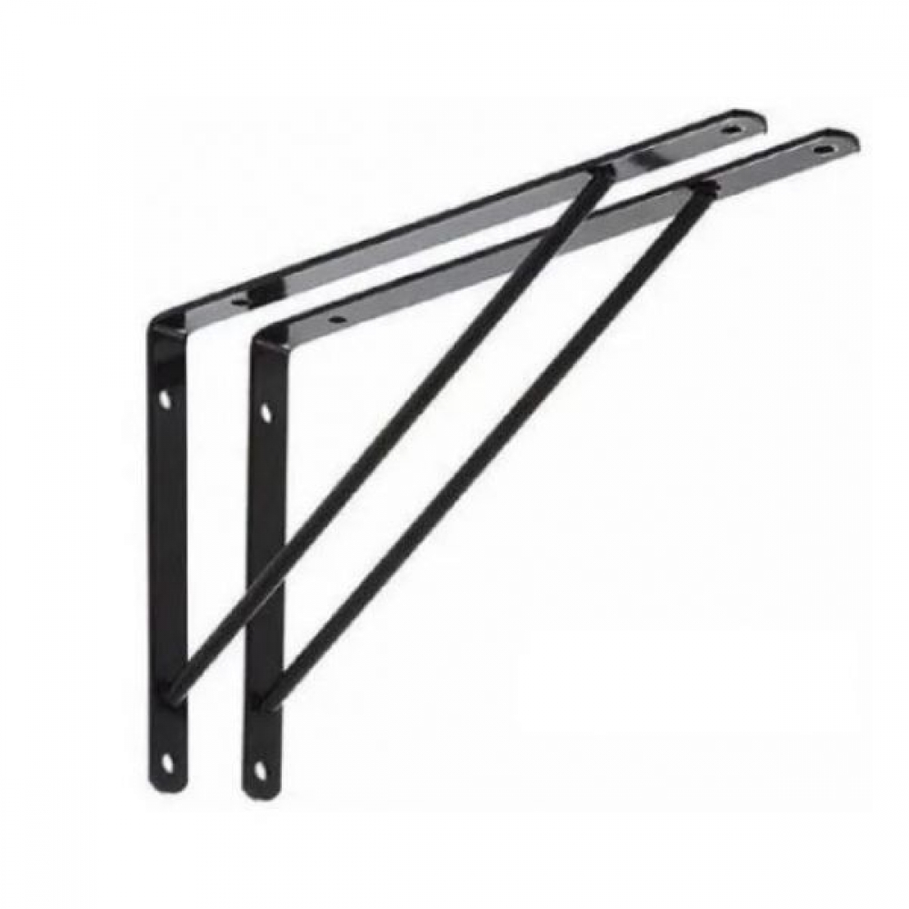 Mão Francesa Preta Suporte Prateleira 50cm - PRETA