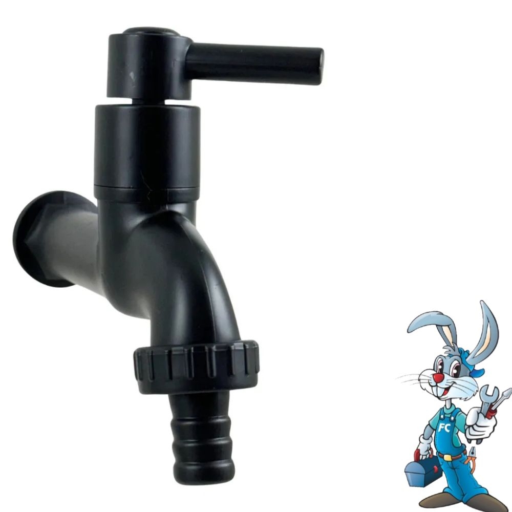 Torneira Abs Preta Tanque Jardim Lavanderia Máquina 1/2 3/4 - cód 32326