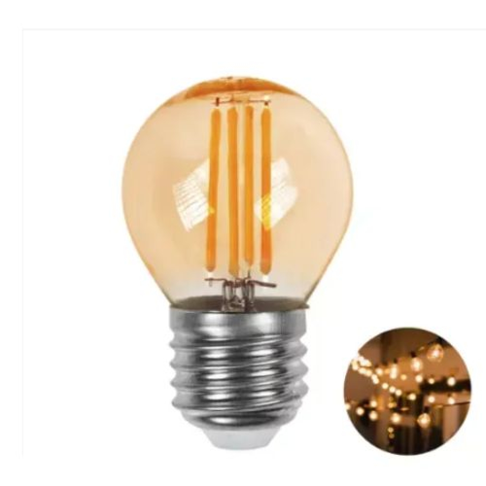 Lâmpada 4W Filamento G45 Vidro - AMBAR - Cód 29225 - FILAMENTO