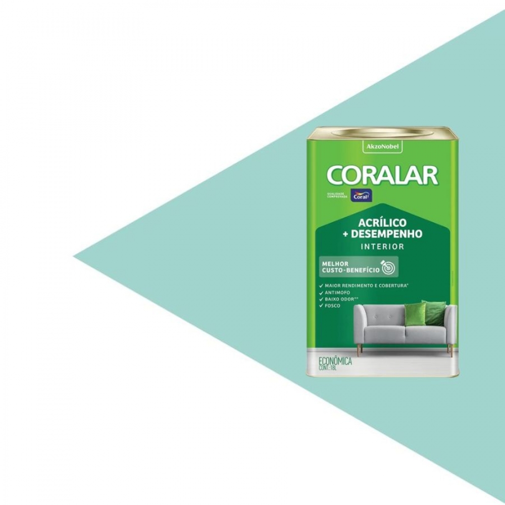 Tinta Coral Coralar - Acrílico + Desempenho - VERDE PISCINA 18L