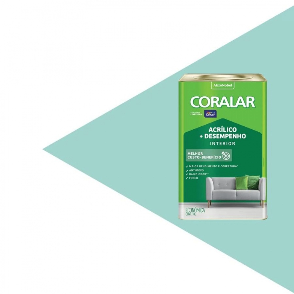 Tinta Coral Coralar - Acrílico + Desempenho 18L - VERDE PISCINA 18L