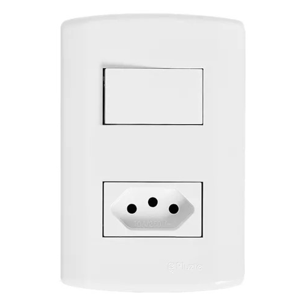 Interruptor + Tomada 2 polos + Terra 10A - 250V - Branco