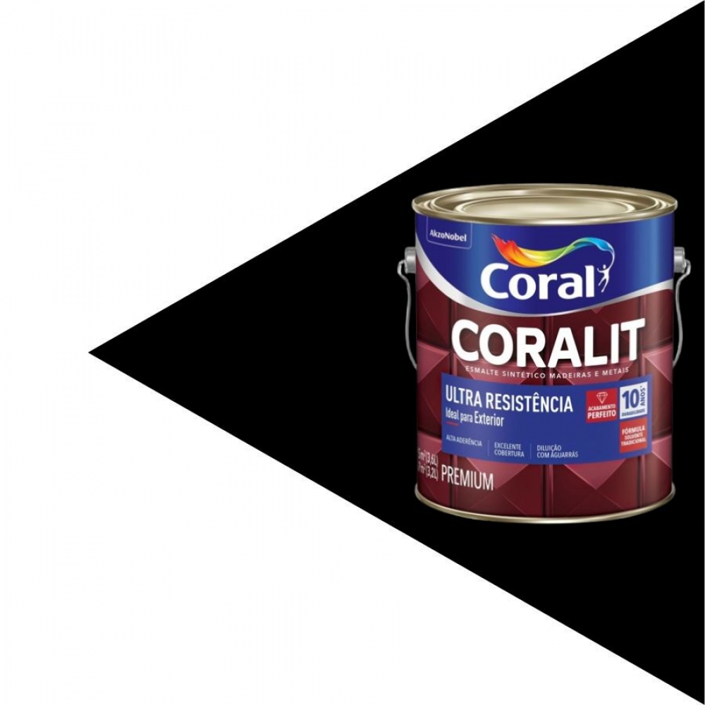 Esmalte Sintético Ultra Resistência Coral 3.6L - PRETO