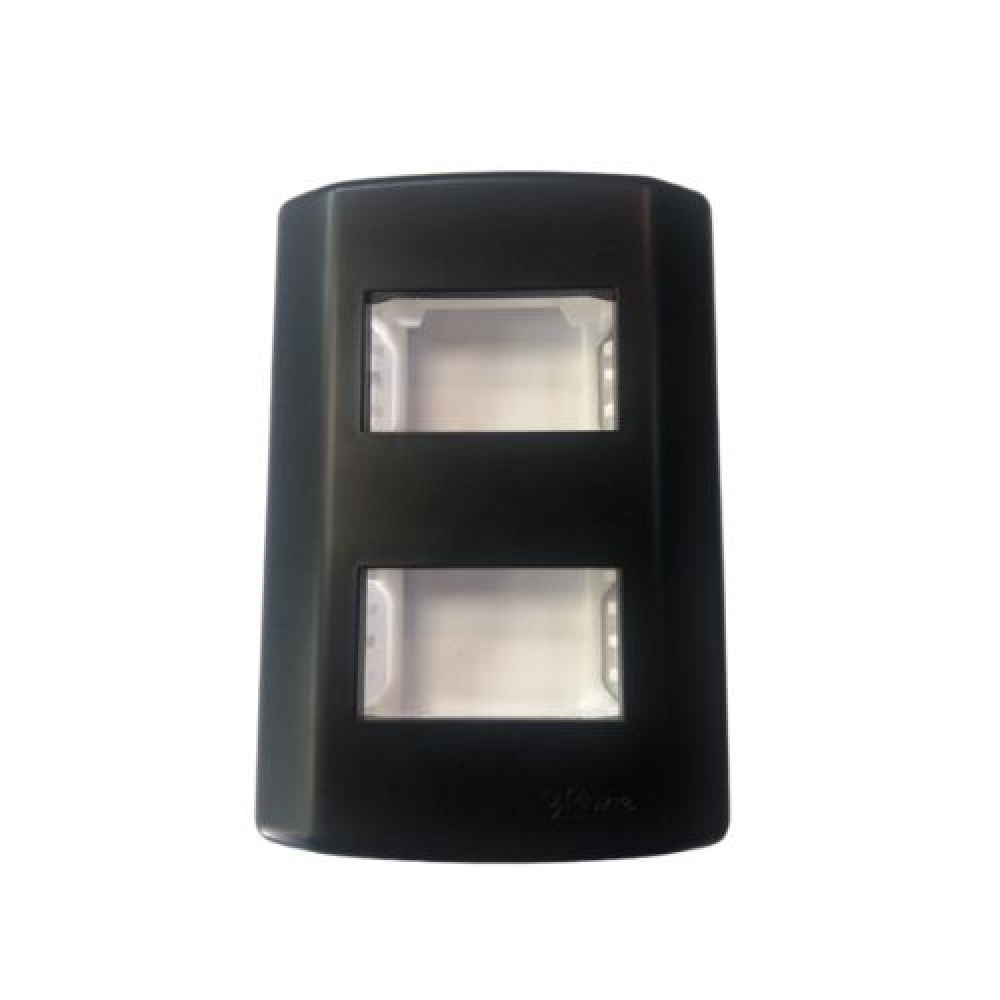 Placa 4X2 P/2 Modulos C/Suporte - Escolha os Kits - PRETO FOSCO