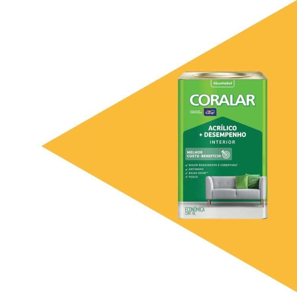 Tinta Coral Coralar - Acrílico + Desempenho - AMARELO FREVO 18L