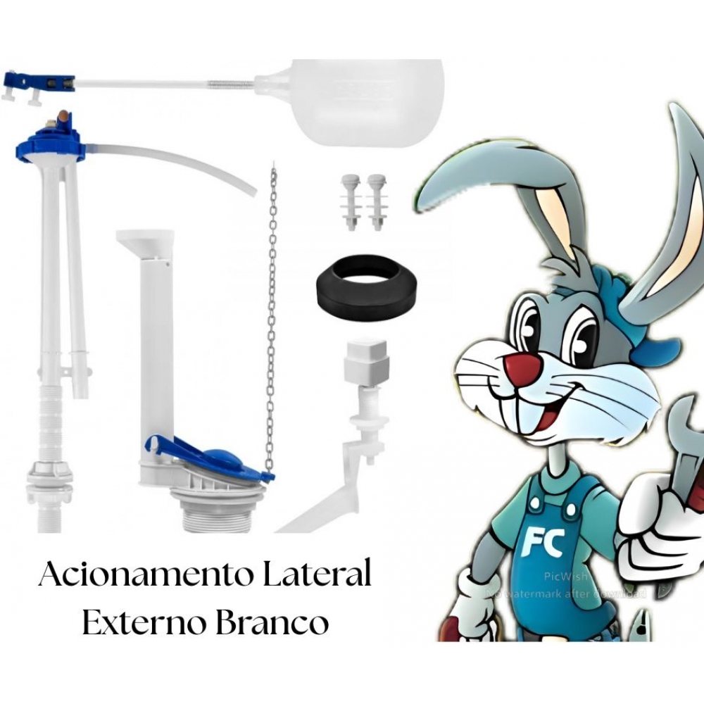 Mecanismo Completo Universal Simples com Botão de Acionamento Lateral Externo Branco - cód 1138 - ASTRA