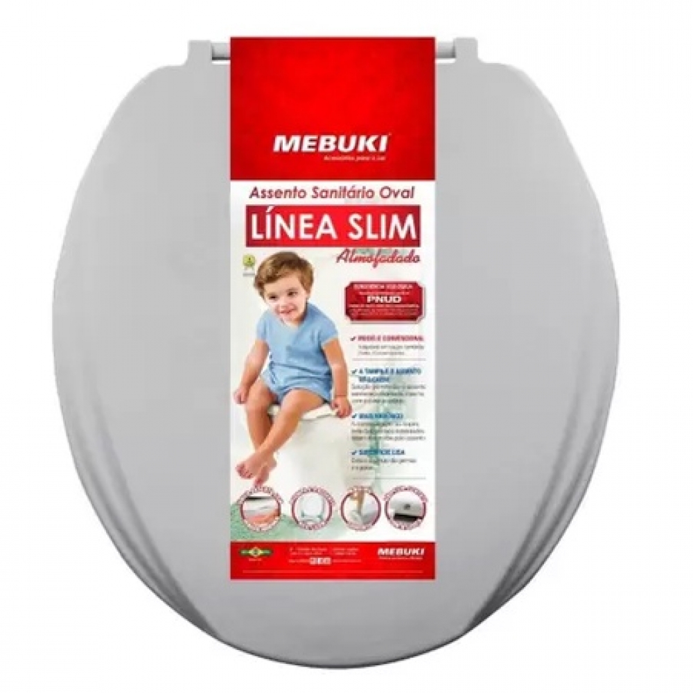 Assento Sanitário Almofadado Mebuki (Slim) - Cinza