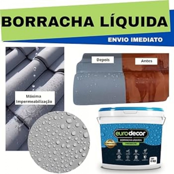Borracha Liquida Emborrachada Eurodecor 12kg - CINZA  ALUMINIO