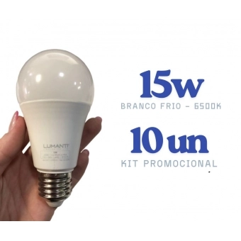 Kit 10 Lâmpadas LED Bulbo 15w - 6500k