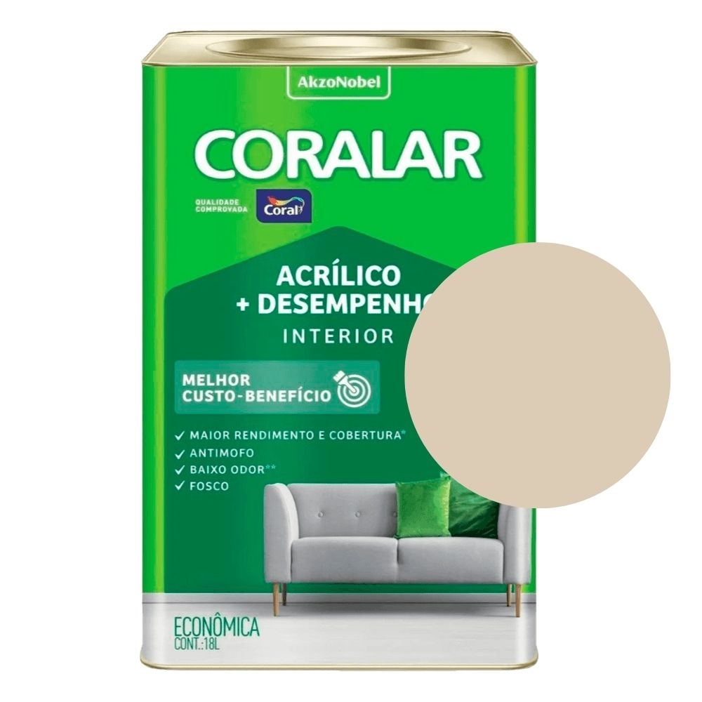 Tinta Coral Coralar 18L - Acrílico + Desempenho - AREIA
