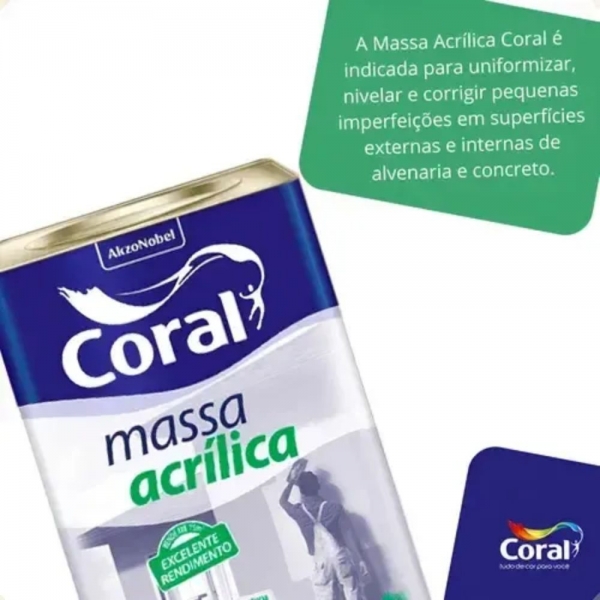 Massa Acrílica Coral 25kg Interior e Exterior - Coral - LATA