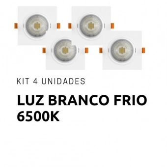 Kit 4 Spots Led Embutir Quadrado 5w - 6500k - cód 13018