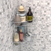 Porta Shampoo Cantoneira Duplo Com Fundo Plástico Branco - STOLF