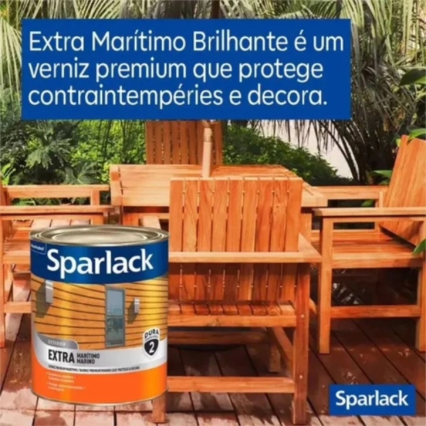 Verniz Sparlack Extra Maritímo Brilhante Natural Incolor 900ML - Base Solvente - EXTRA