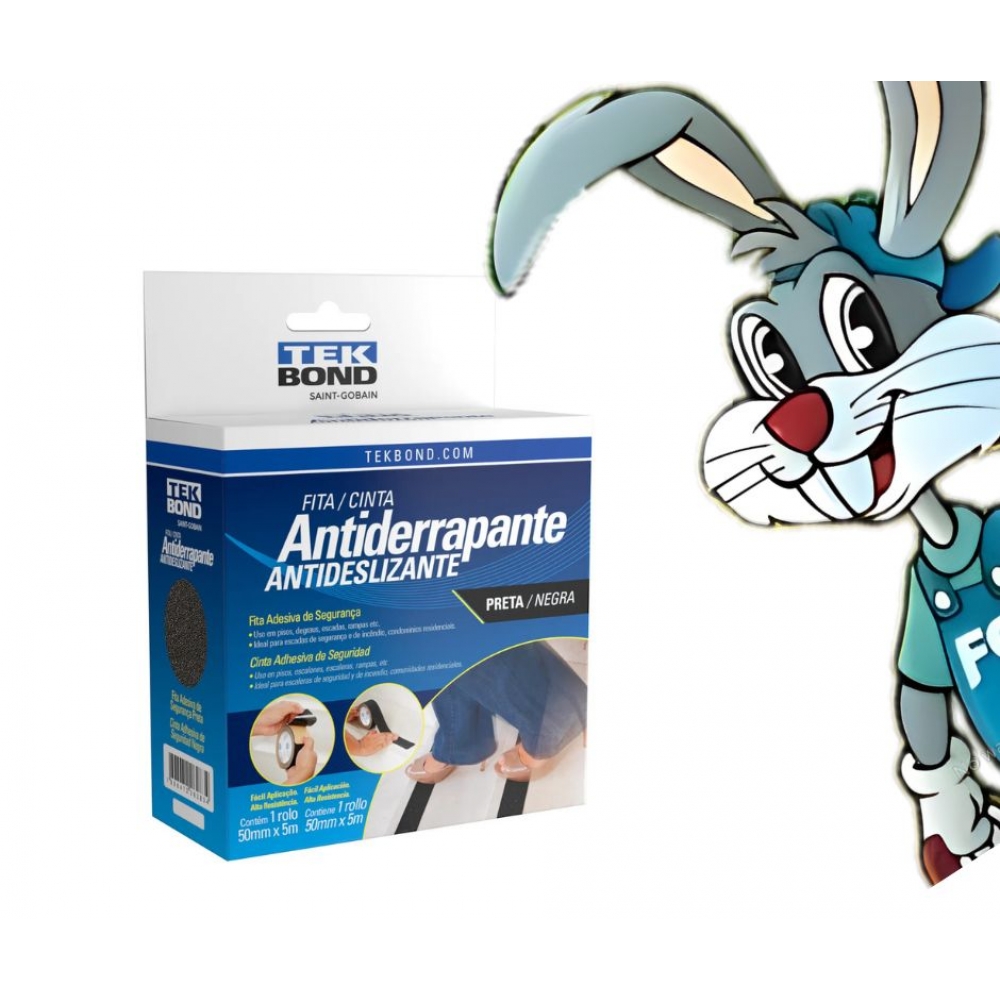 Fita Antiderrapante Preta 50mm x 5m - cód 19773 - TEKBOND