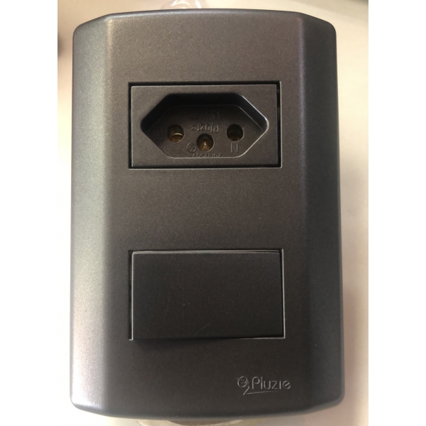 1 Interruptor 1 Tecla Simples - 10A 250V + Tomada 2P +T 20A  250V - GRAFITE