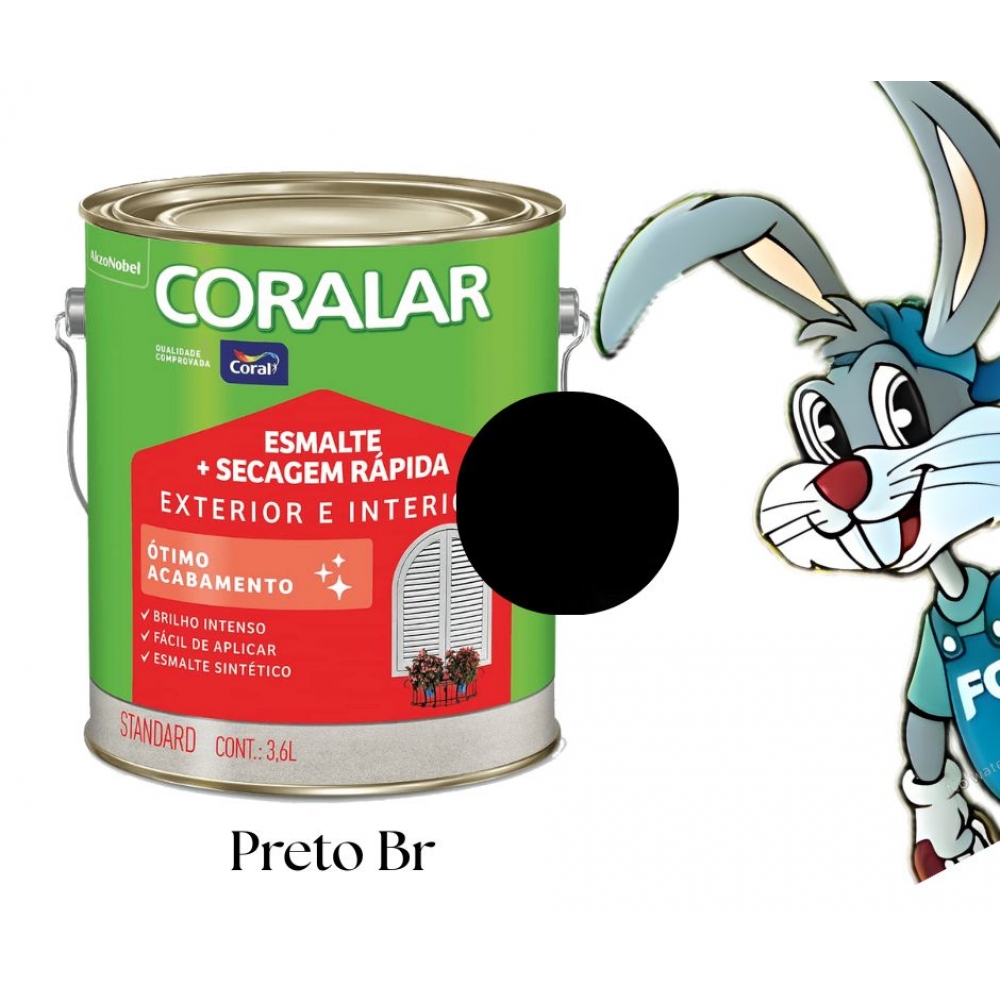 Tinta Esmalte Sintético Coral 3.6L - PRETO