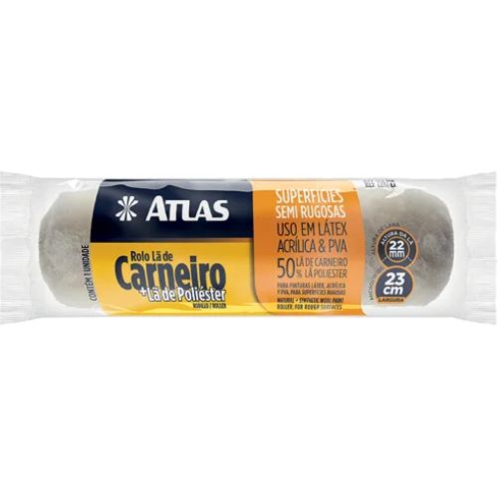 Rolo Carneiro + Lã Polyester 23cm Atlas - ATLAS