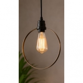 Soquete Pendente com Aro em Metal Dourado - Cód 19859 - DECORATIVA
