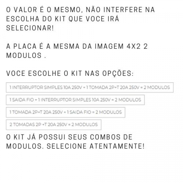 Placa Angelim 4x2 P/2 Modulos C/Suporte - Escolha os kits - PLUZIE