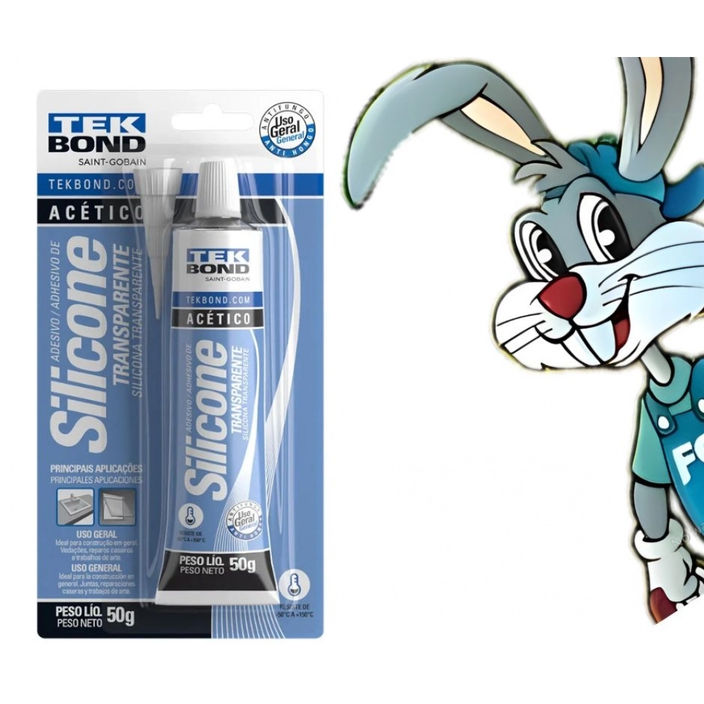 Silicone Transparente Acético 50g - cód 24398 zerado - TEKBOND