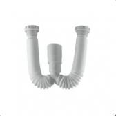 Sifão Sanfonado Duplo Universal Branco - Cód 3424 - 2 SAÍDAS