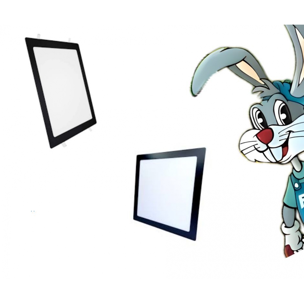 Painel Led 24/25w Embutir Quadrado Borda Preta  - cód 34109